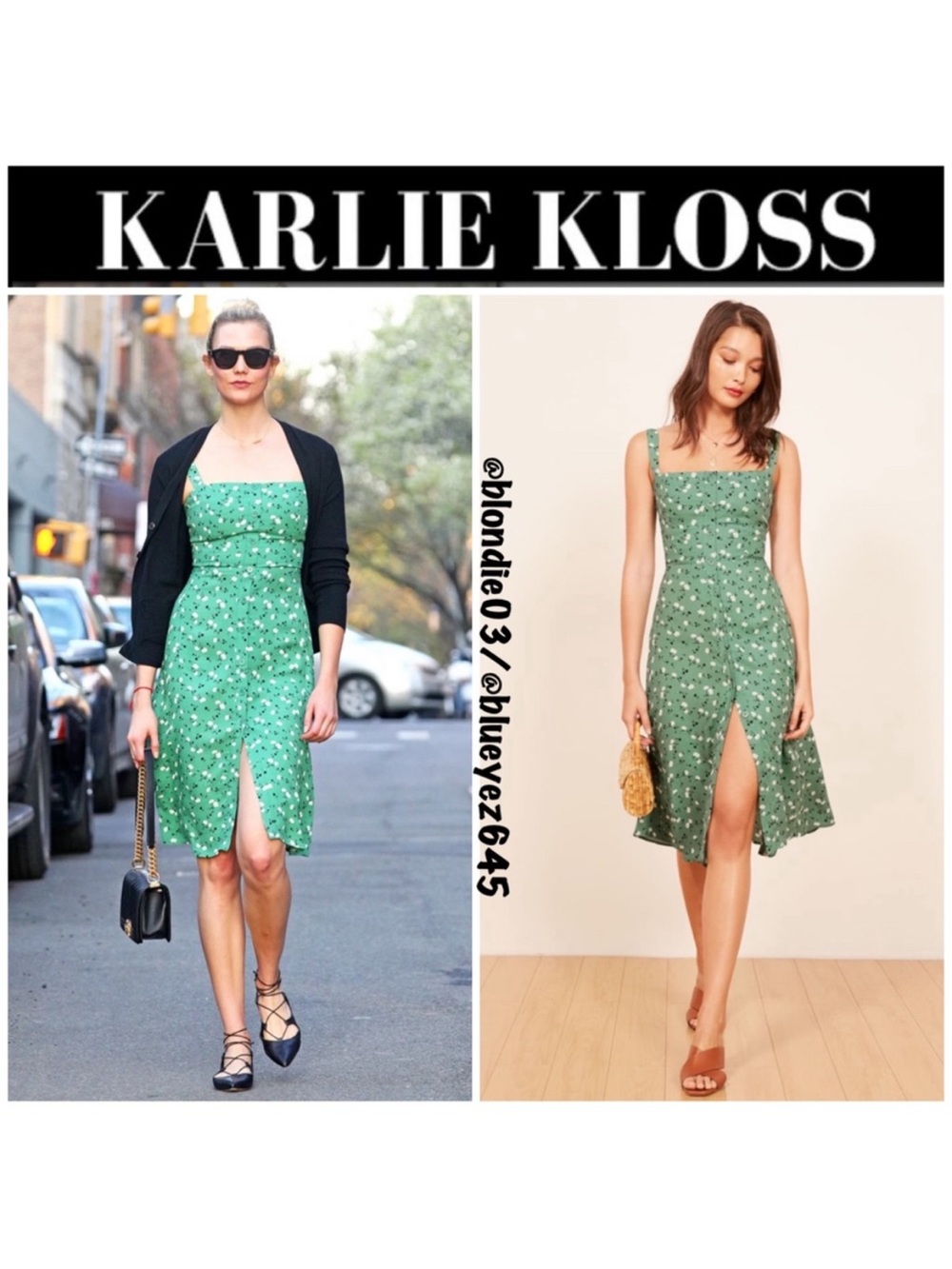 Reformation “Persimmon” green floral dress 2